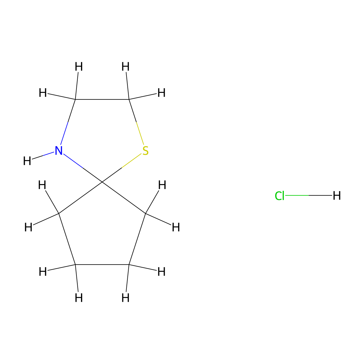 1-Thia-4-azaspiro[4.4]nonane hydrochloride molecular structure, CAS 1221792-36-4