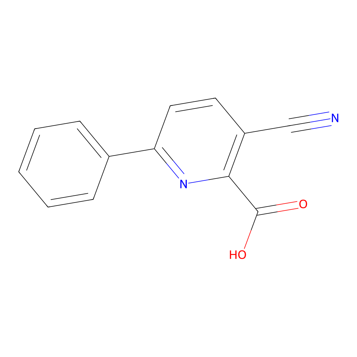 3-Cyano-6-phenyl-2-pyridinecarboxylic acid molecular structure, CAS 1221792-38-6