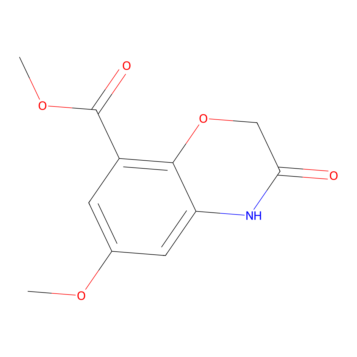 methyl 6-methoxy-3-oxo-3,4-dihydro-2H-1,4-benzoxazine-8-carboxylate molecular structure, CAS 1221792-39-7