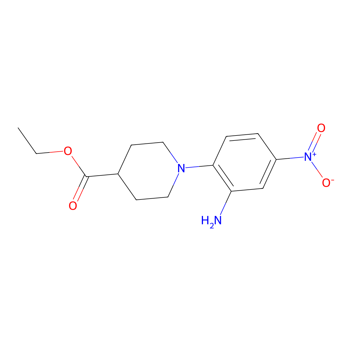 Ethyl 1-(2-amino-4-nitrophenyl)-4-piperidinecarboxylate molecular structure, CAS 1221792-44-4