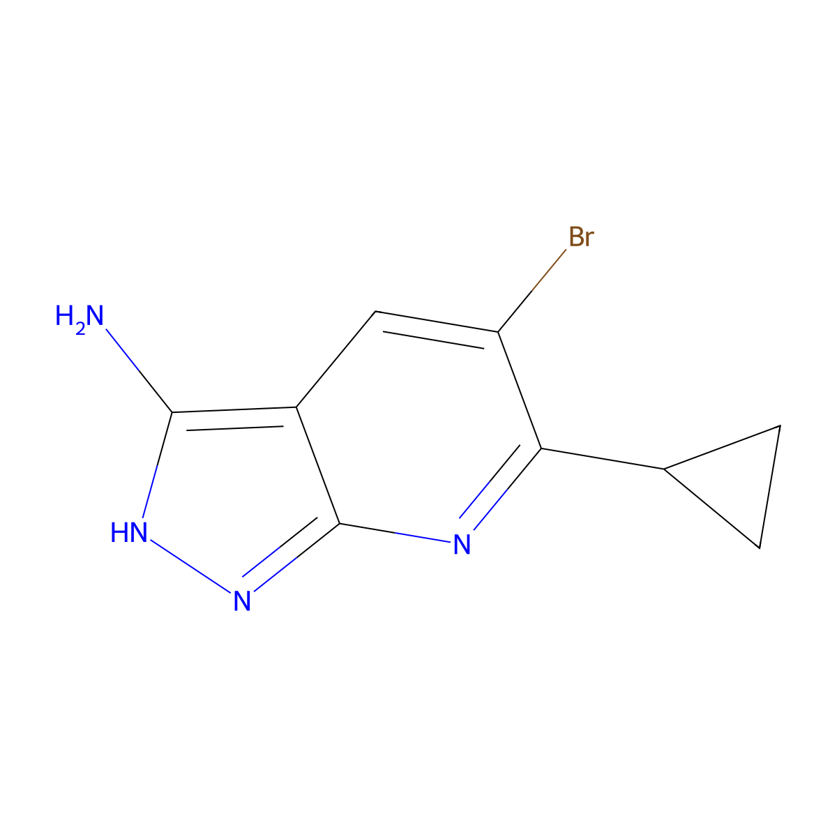 5-Bromo-6-cyclopropyl-1H-pyrazolo[3,4-b]pyridin-3-amine molecular structure, CAS 1221792-47-7