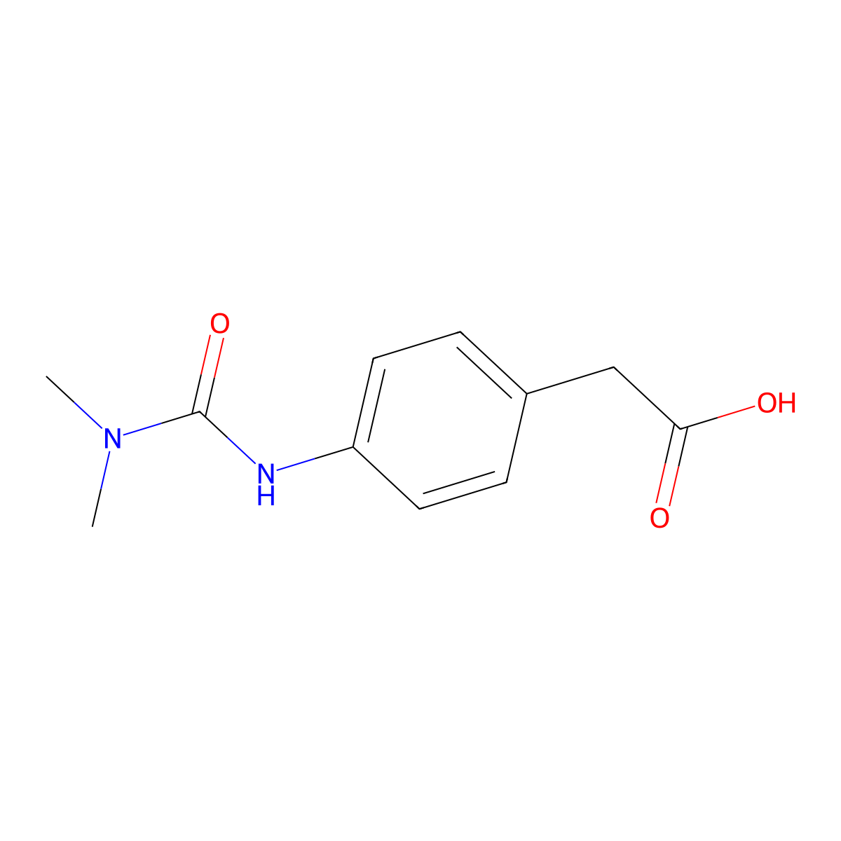 2-(4-{[(Dimethylamino)carbonyl]amino}phenyl)-acetic acid molecular structure, CAS 1221792-49-9