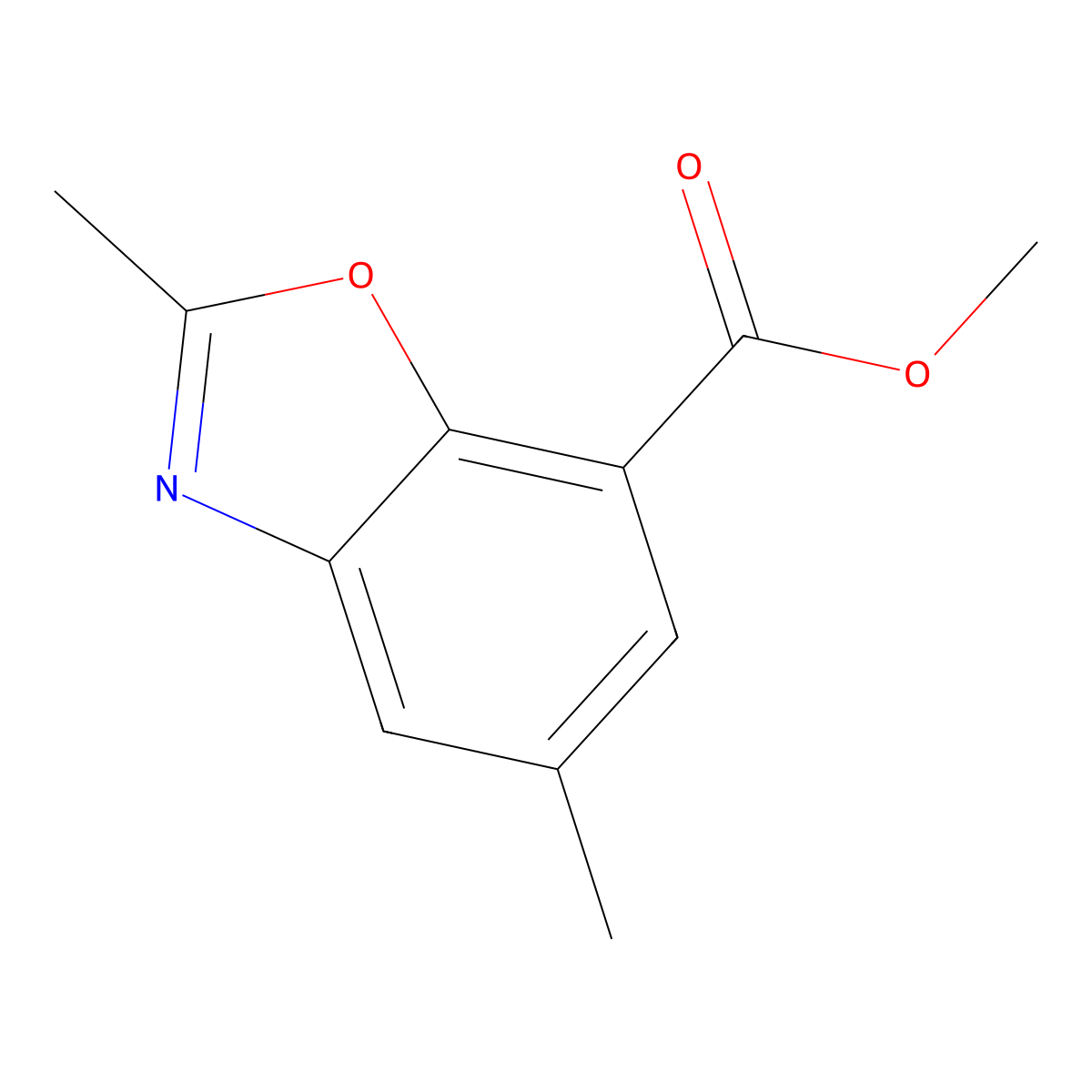 Methyl 2,5-dimethyl-1,3-benzoxazole-7-carboxylate molecular structure, CAS 1221792-61-5