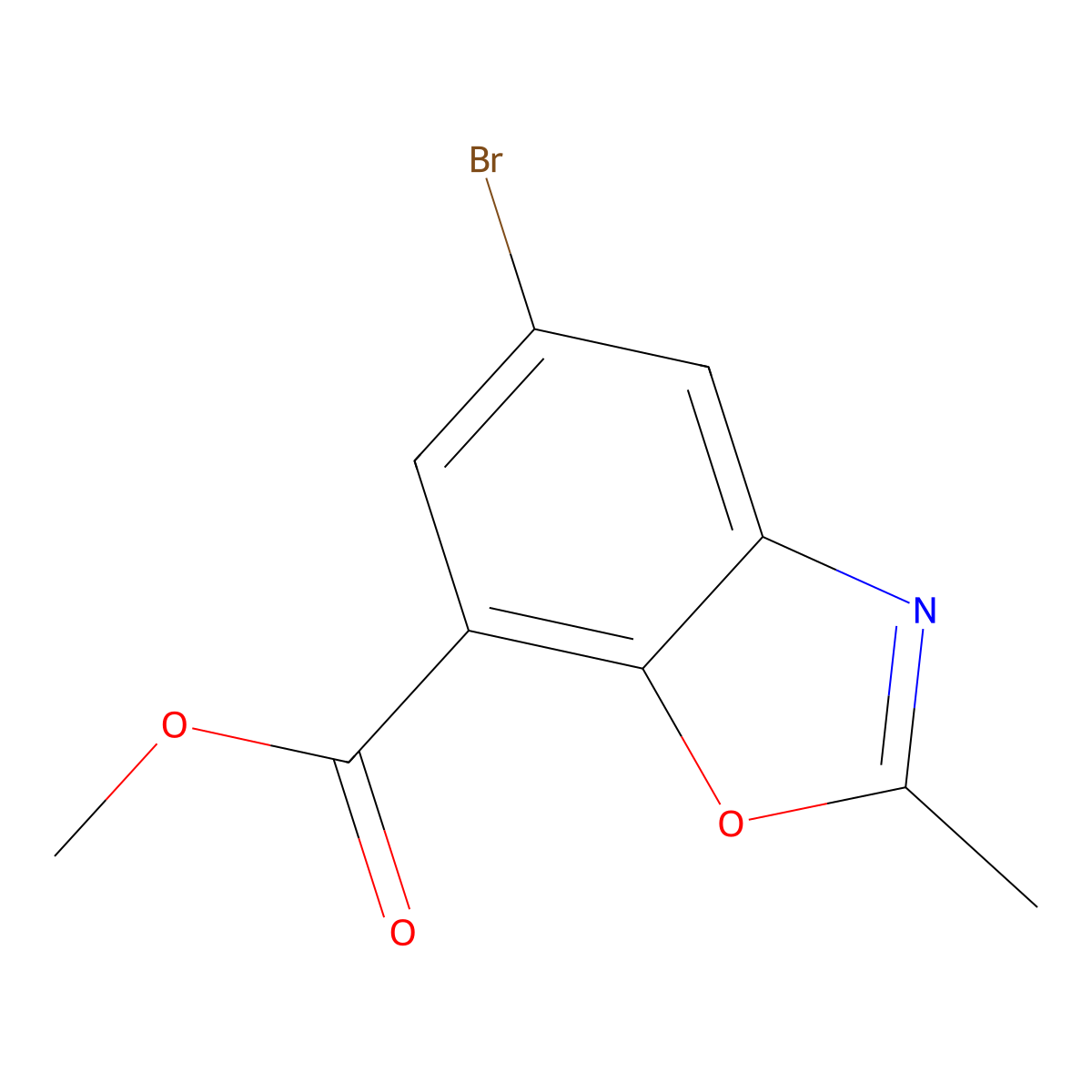 Methyl 5-bromo-2-methyl-1,3-benzoxazole-7-carboxylate molecular structure, CAS 1221792-65-9