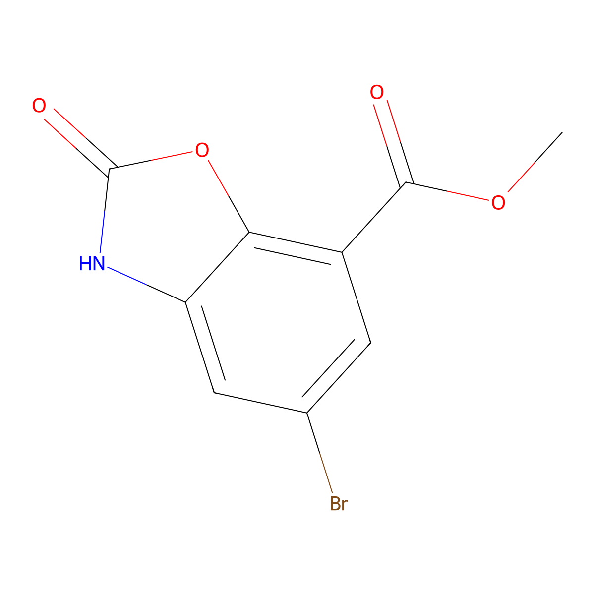 Methyl 5-bromo-2-oxo-2,3-dihydro-1,3-benzoxazole-7-carboxylate molecular structure, CAS 1221792-66-0