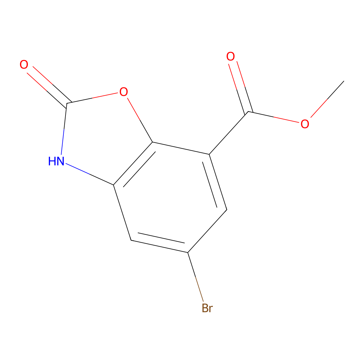 Methyl 5-bromo-2-oxo-2,3-dihydro-1,3-benzoxazole-7-carboxylate molecular structure, CAS 1221792-66-0