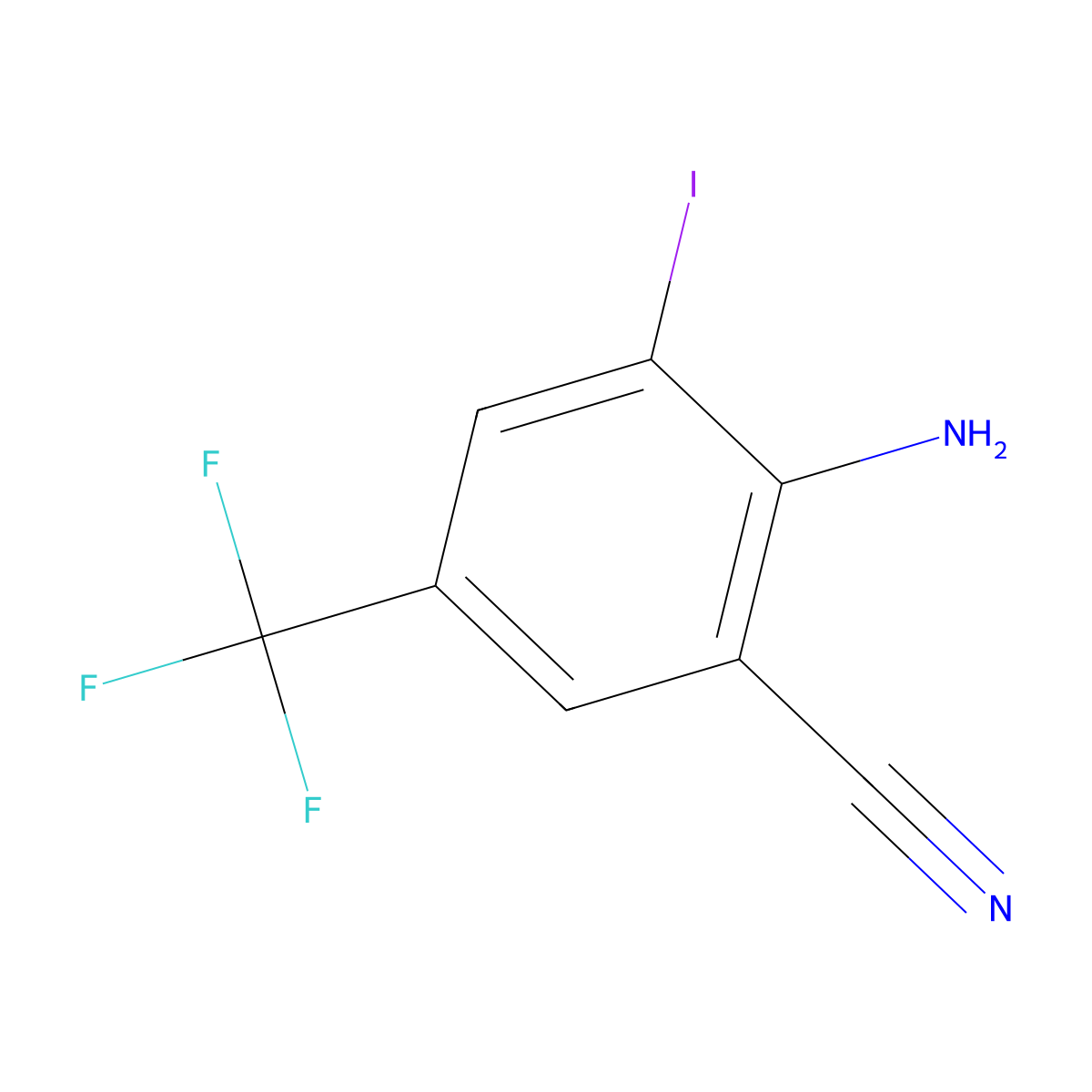 2-Amino-3-iodo-5-(trifluoromethyl)benzonitrile molecular structure, CAS 1221792-71-7