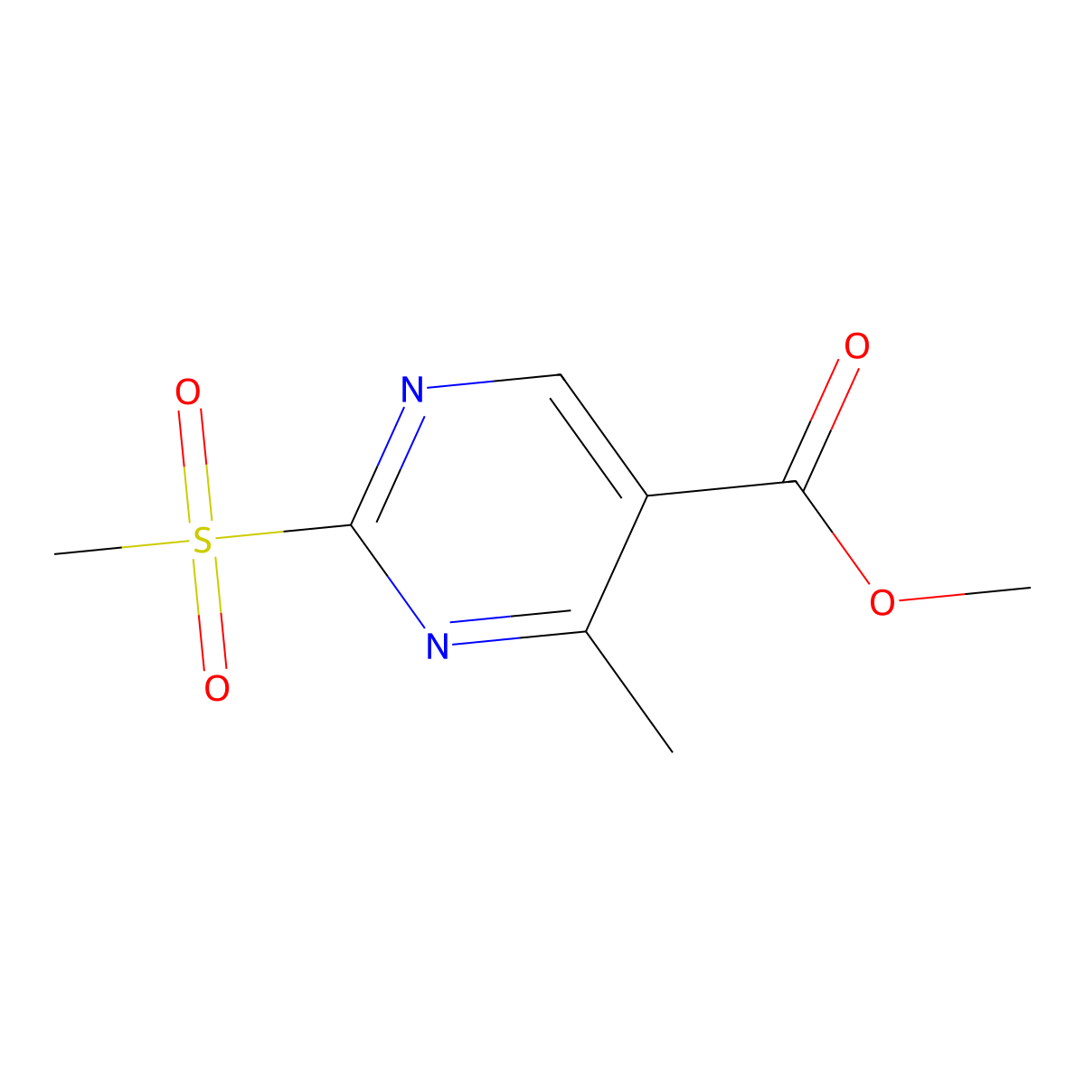 Methyl 4-methyl-2-(methylsulfonyl)-5-pyrimidinecarboxylate molecular structure, CAS 1221792-75-1