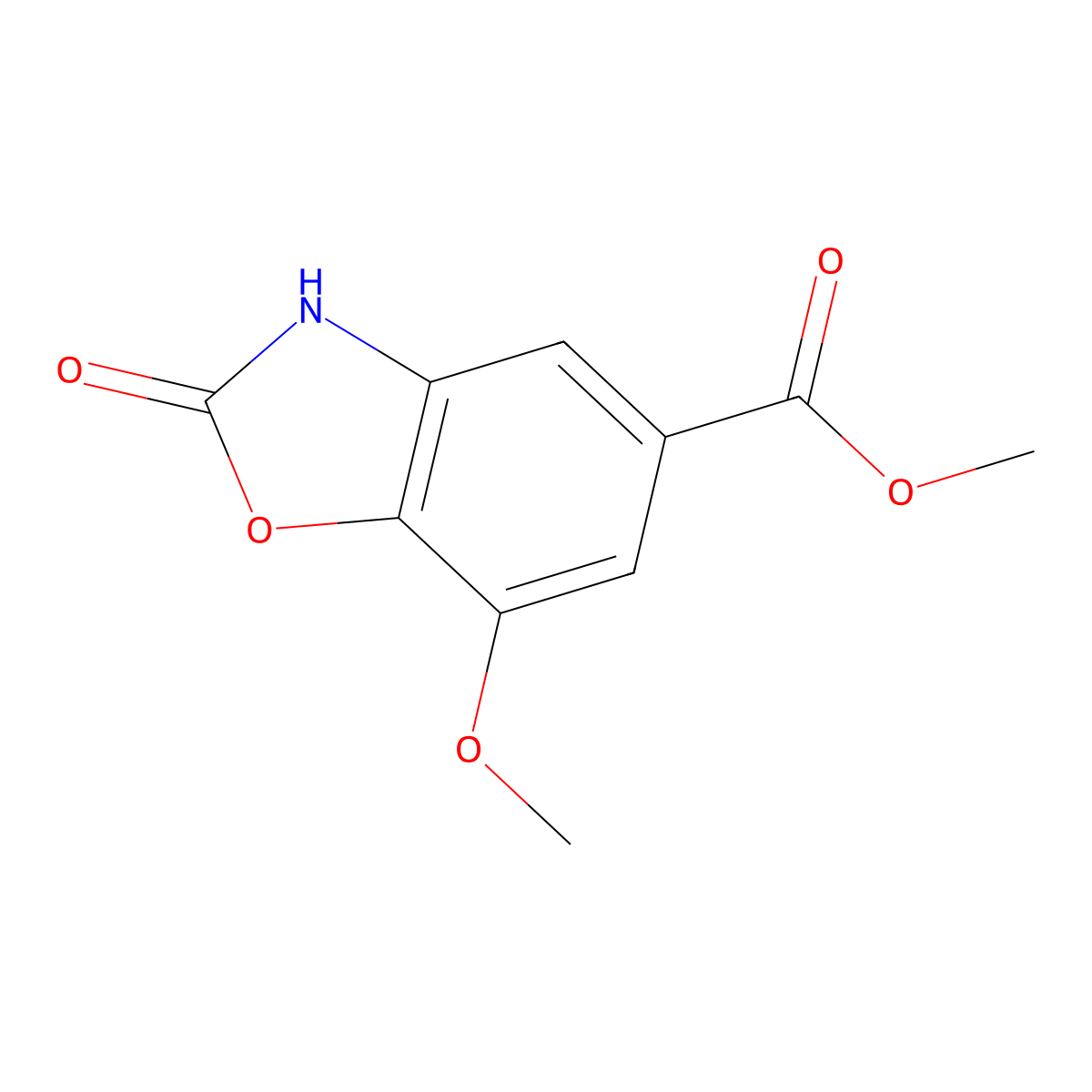 Methyl 7-methoxy-2-oxo-2,3-dihydro-1,3-benzoxazole-5-carboxylate molecular structure, CAS 1221792-78-4