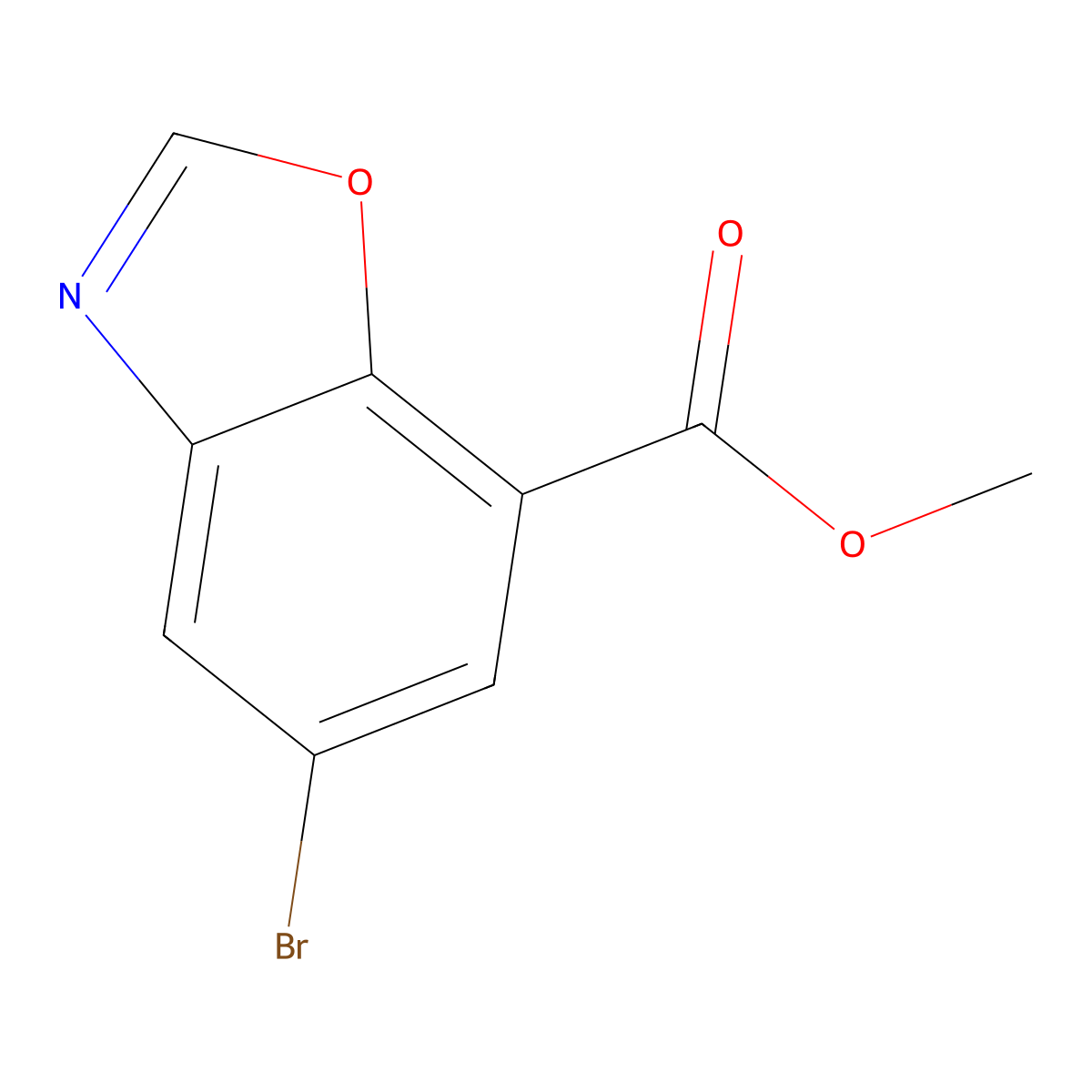 Methyl 5-bromo-1,3-benzoxazole-7-carboxylate molecular structure, CAS 1221792-83-1