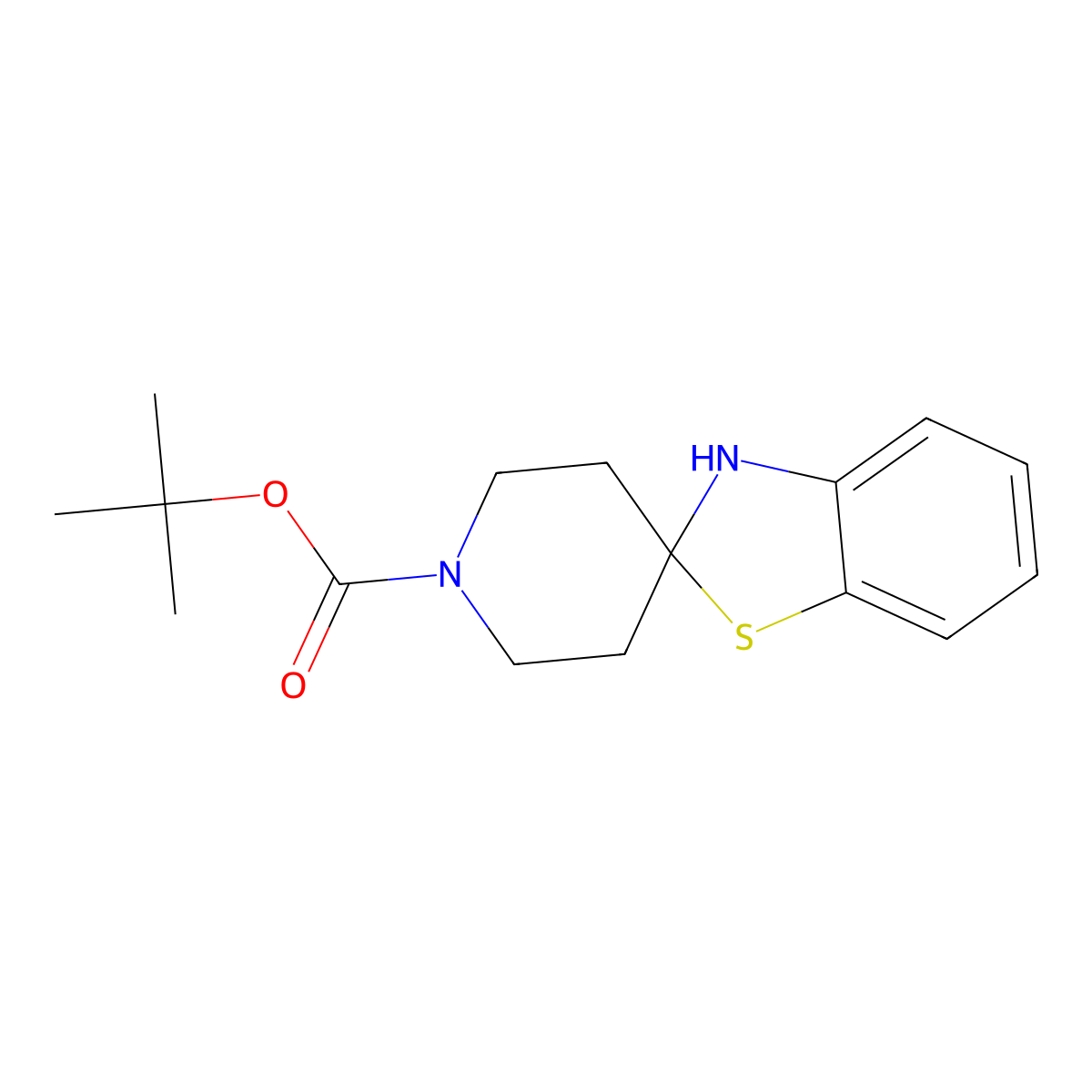 tert-butyl 3H-spiro[1,3-benzothiazole-2,4'-piperidine]-1'-carboxylate molecular structure, CAS 1221792-85-3