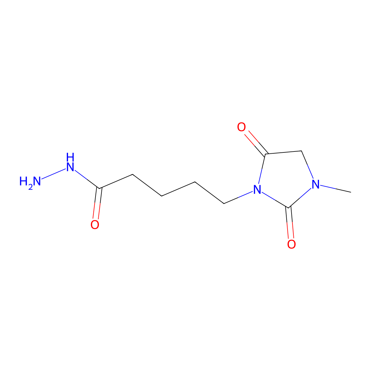 5-(3-Methyl-2,5-dioxoimidazolidin-1-yl)pentanehydrazide molecular structure, CAS 1221792-87-5