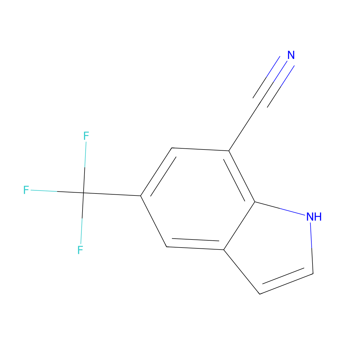 5-(trifluoromethyl)-1H-indole-7-carbonitrile molecular structure, CAS 1221792-90-0