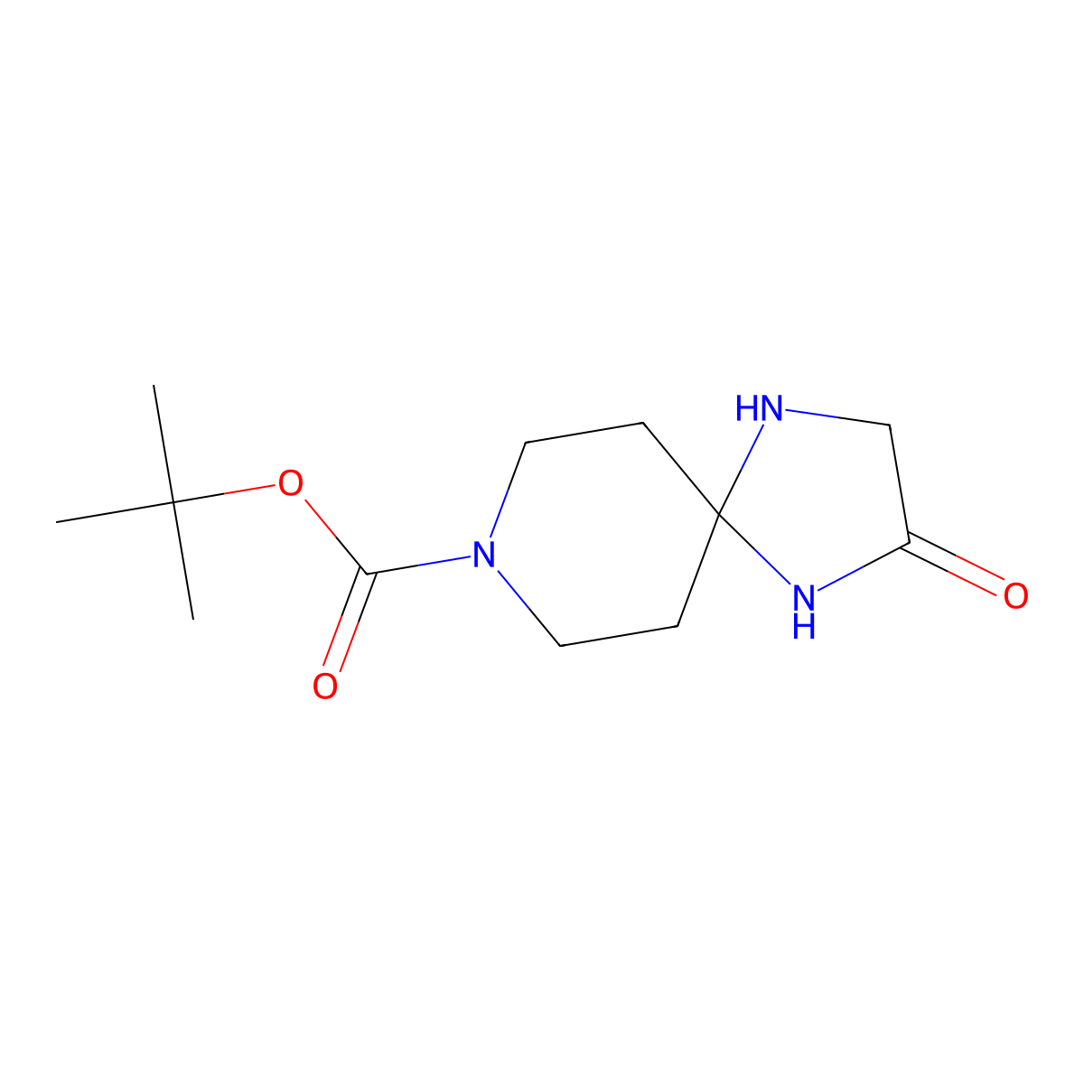 Tert-butyl 2-oxo-1,4,8-triazaspiro(4.5)decane-8-carboxylate molecular structure, CAS 1221792-93-3