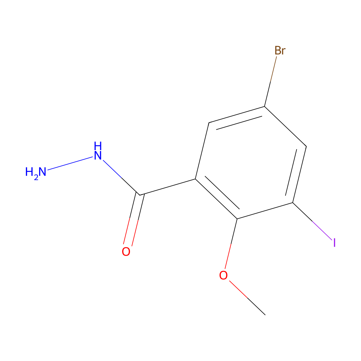 5-Bromo-3-iodo-2-methoxybenzohydrazide molecular structure, CAS 1221792-97-7