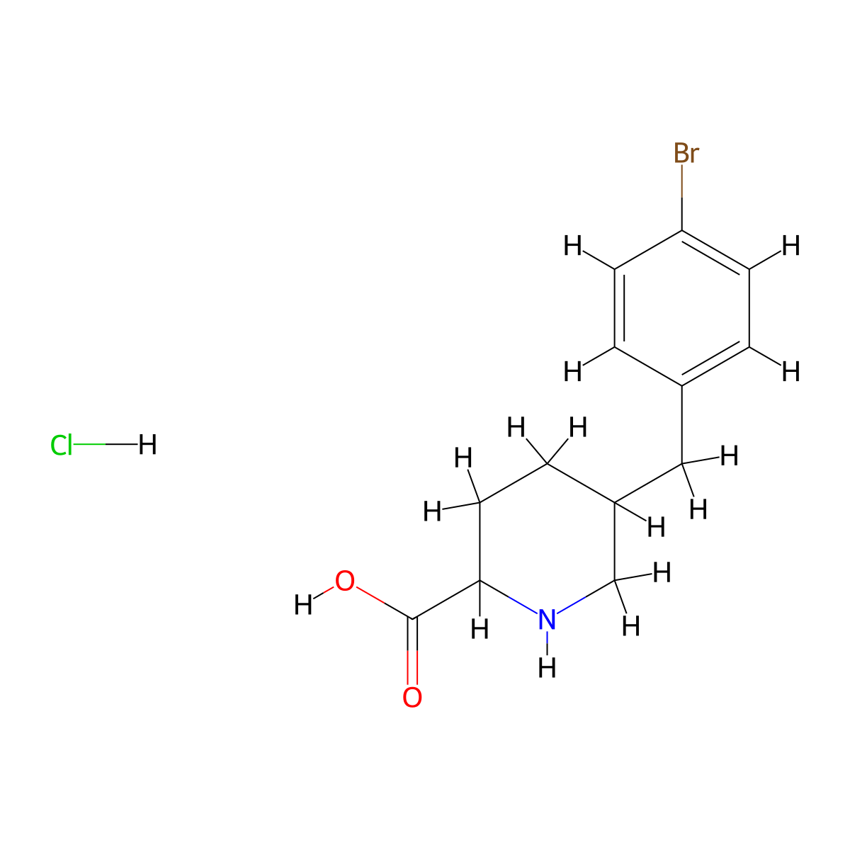 5-[(4-Bromophenyl)methyl]piperidine-2-carboxylic acid;hydrochloride molecular structure, CAS 1221793-30-1