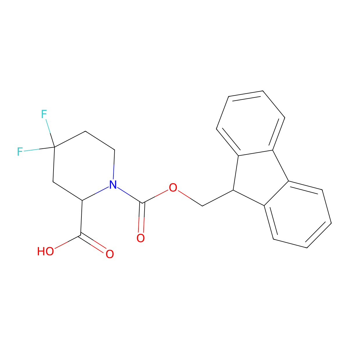 (S)-1-(((9H-Fluoren-9-yl)methoxy)carbonyl)-4,4-difluoropiperidine-2-carboxylic acid molecular structure, CAS 1221793-52-7