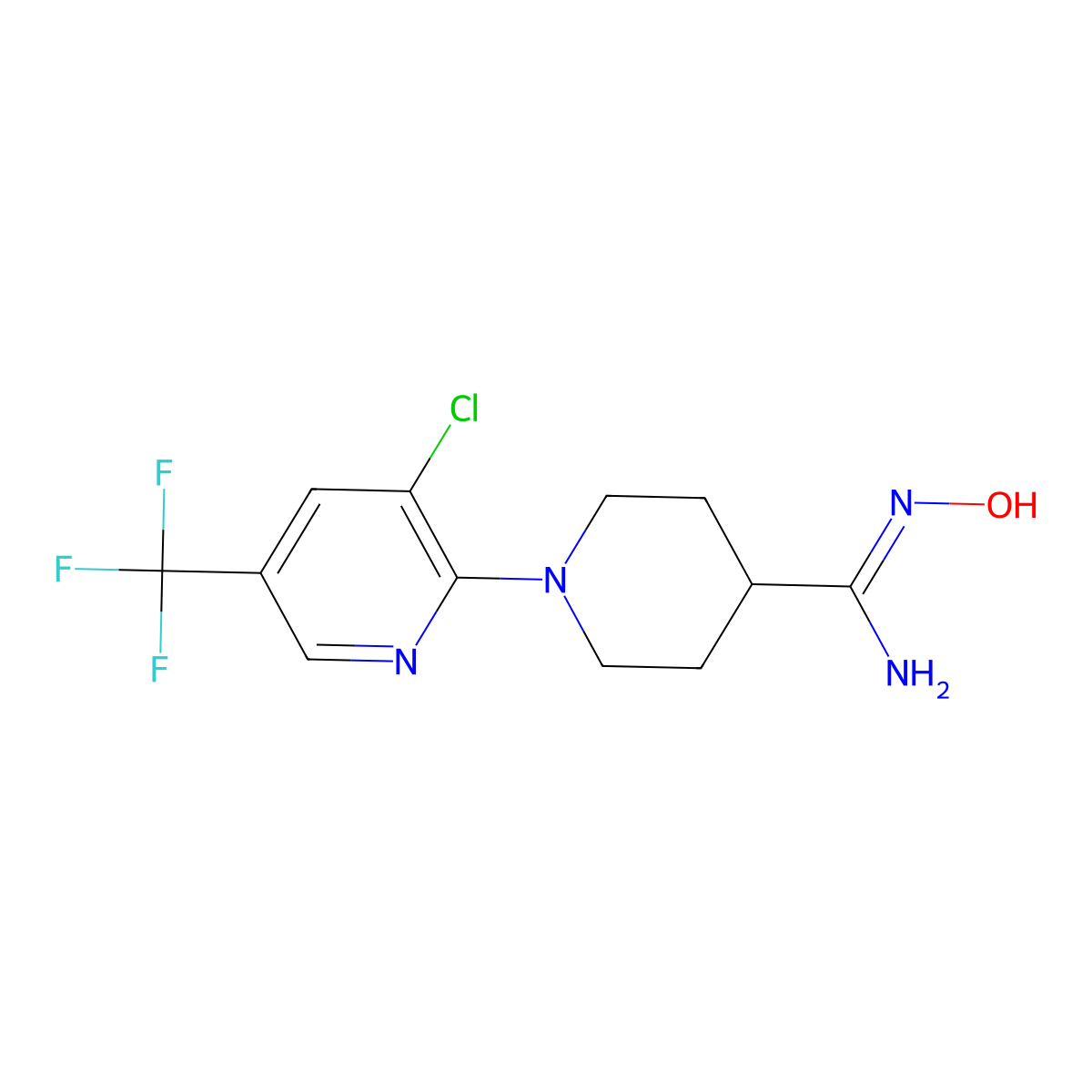 1-[3-chloro-5-(trifluoromethyl)-2-pyridinyl]-N'-hydroxy-4-piperidinecarboximidamide molecular structure, CAS 1221794-66-6