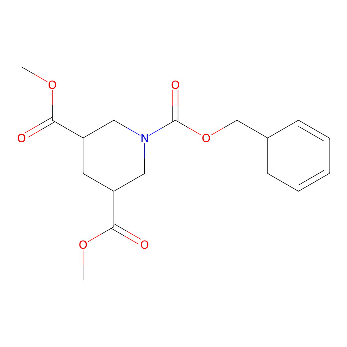 1-Benzyl 3,5-dimethyl piperidine-1,3,5-tricarboxylate molecular structure, CAS 1221818-73-0
