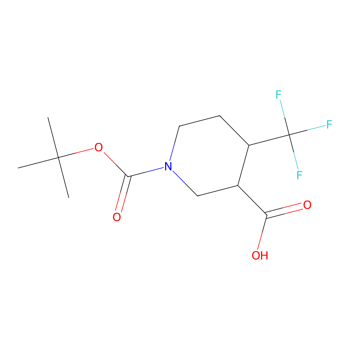 1-(Tert-butoxycarbonyl)-4-(trifluoromethyl)piperidine-3-carboxylic acid molecular structure, CAS 1221819-17-5