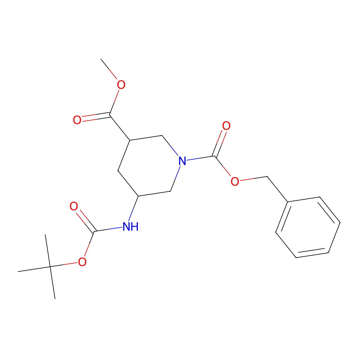 1-Benzyl 3-methyl 5-(tert-butoxycarbonylamino)piperidine-1,3-dicarboxylate molecular structure, CAS 1221819-24-4
