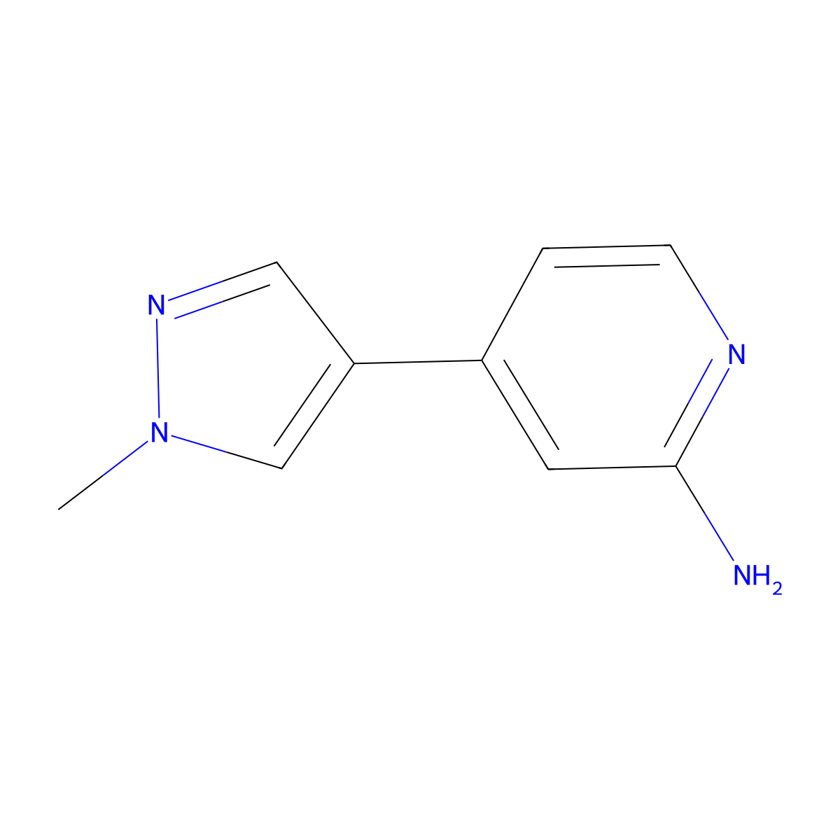 4-(1-methyl-1H-pyrazol-4-yl)pyridin-2-amine molecular structure, CAS 1221820-73-0
