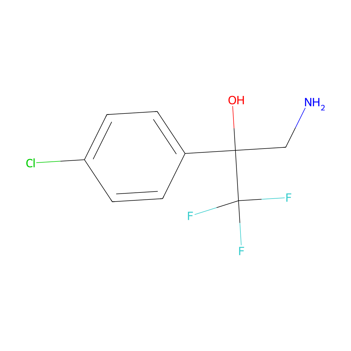 3-Amino-2-(4-chlorophenyl)-1,1,1-trifluoropropan-2-ol molecular structure, CAS 1221820-79-6