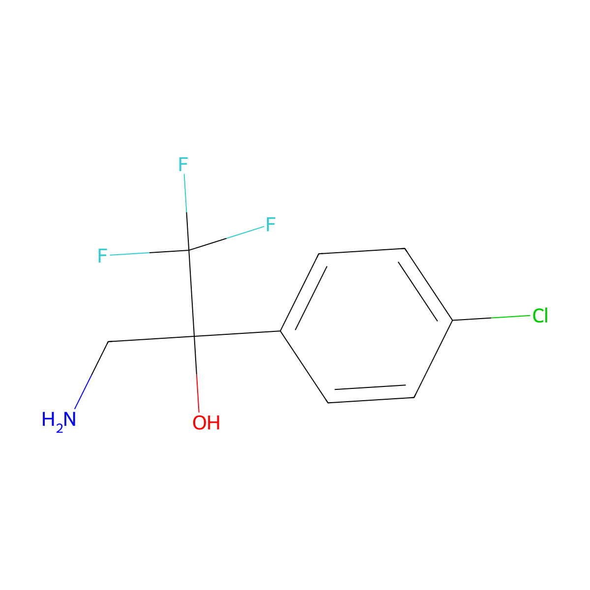 3-Amino-2-(4-chlorophenyl)-1,1,1-trifluoropropan-2-ol molecular structure, CAS 1221820-79-6