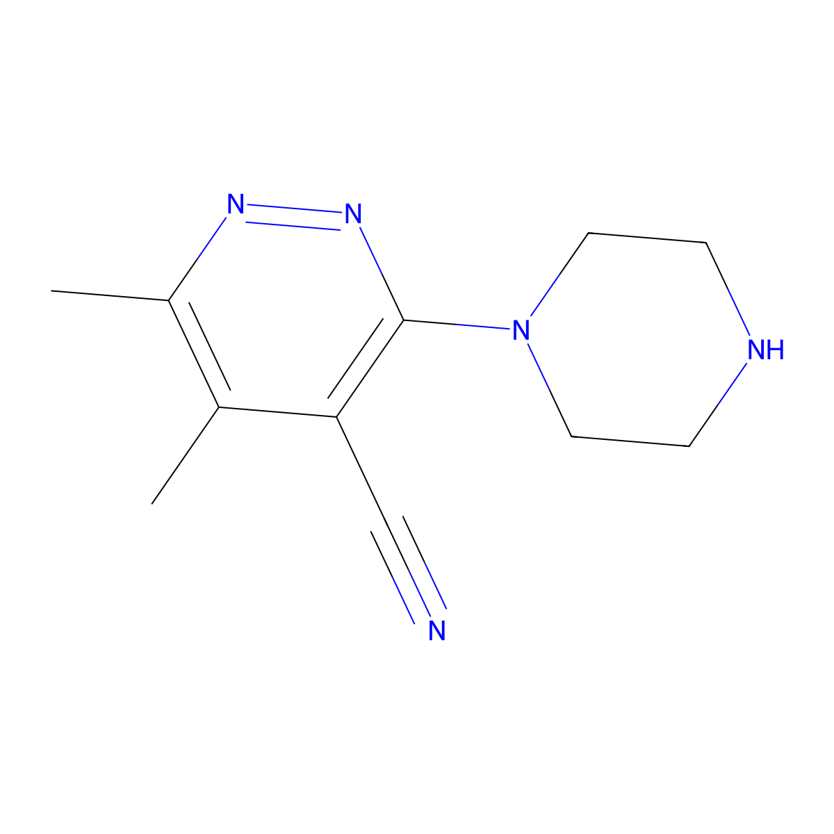 5,6-Dimethyl-3-(piperazin-1-YL)pyridazine-4-carbonitrile molecular structure, CAS 1221820-80-9