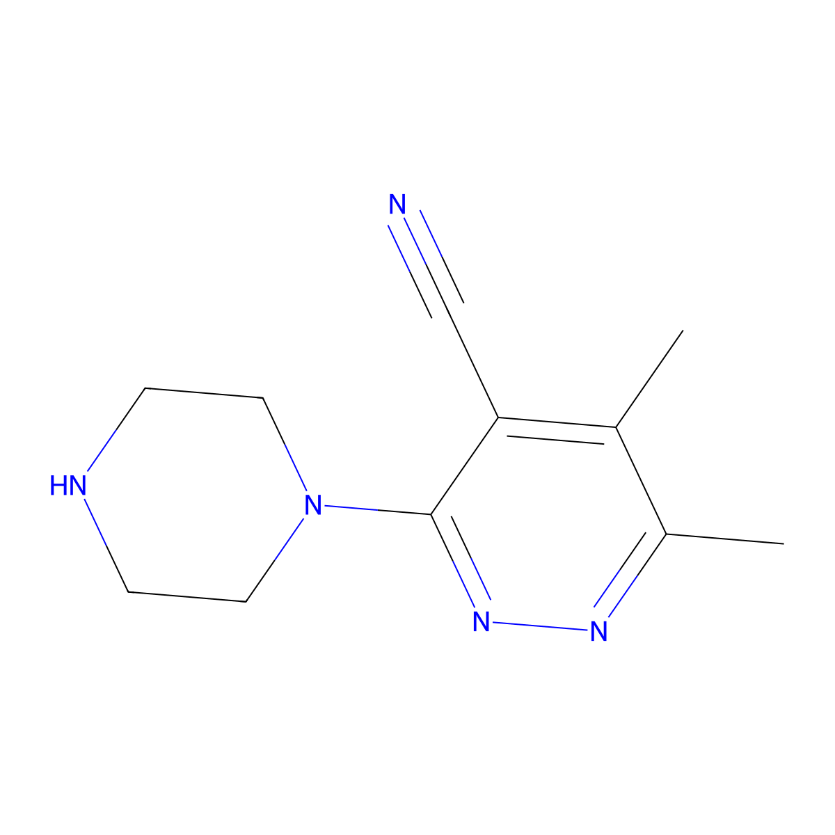 5,6-Dimethyl-3-(piperazin-1-YL)pyridazine-4-carbonitrile molecular structure, CAS 1221820-80-9