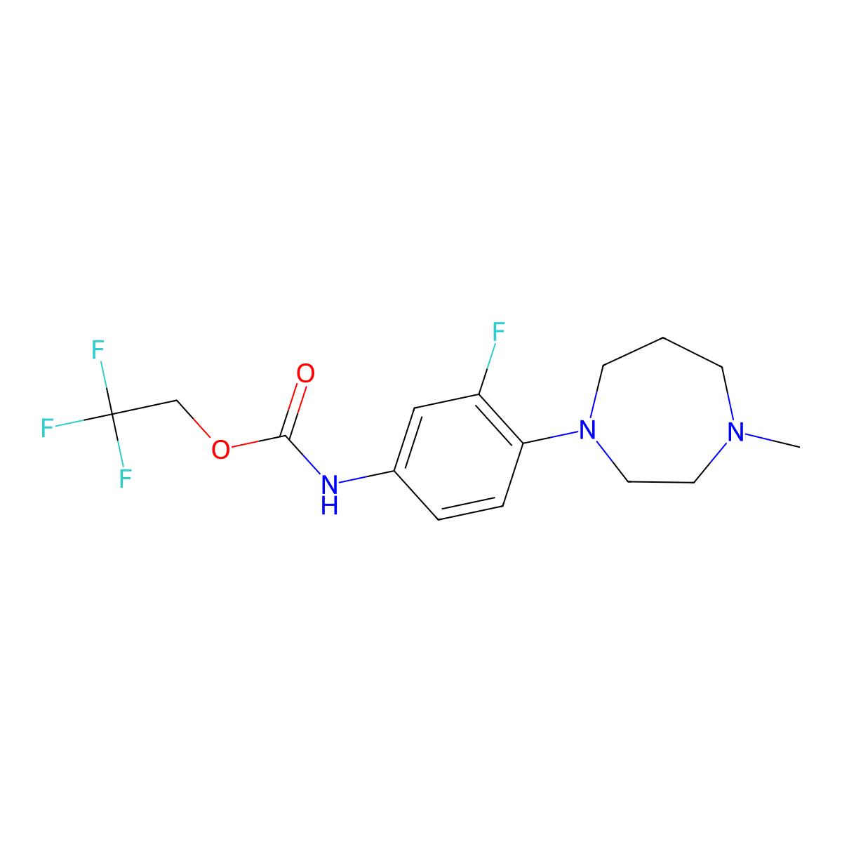 2,2,2-Trifluoroethyl (3-fluoro-4-(4-methyl-1,4-diazepan-1-yl)phenyl)carbamate molecular structure, CAS 1221820-90-1