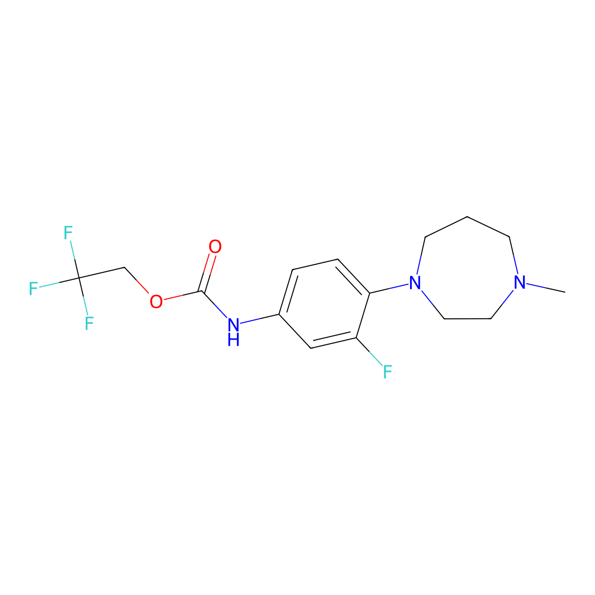 2,2,2-Trifluoroethyl (3-fluoro-4-(4-methyl-1,4-diazepan-1-yl)phenyl)carbamate molecular structure, CAS 1221820-90-1