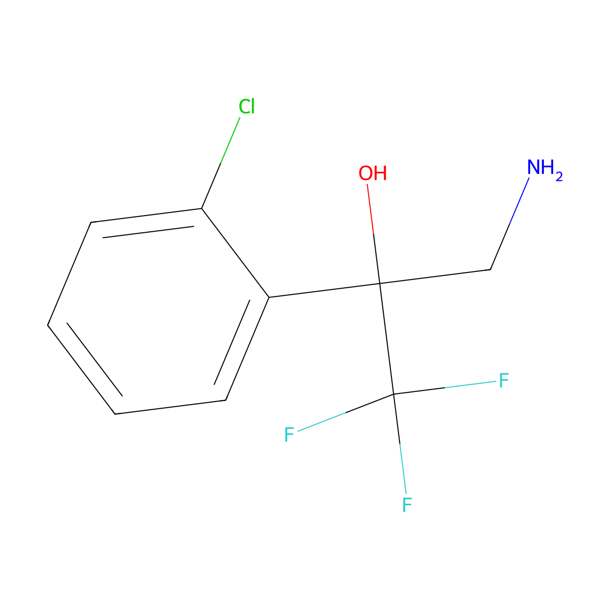 3-Amino-2-(2-chlorophenyl)-1,1,1-trifluoropropan-2-ol molecular structure, CAS 1221820-95-6