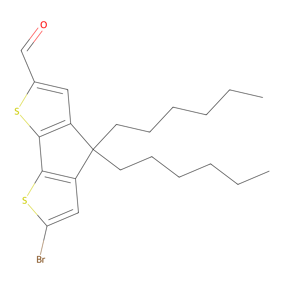6-Bromo-4,4-dihexyl-4H-cyclopenta[2,1-b:3,4-b']dithiophene-2-carbaldehyde molecular structure, CAS 1221821-39-1