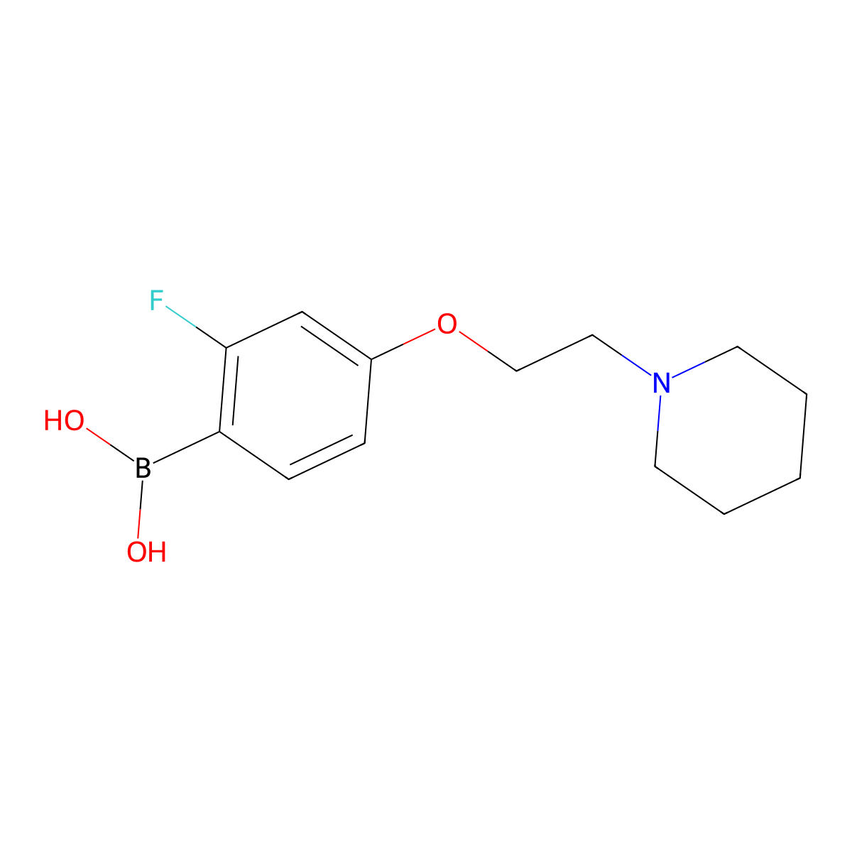 (2-Fluoro-4-(2-(piperidin-1-yl)ethoxy)phenyl)boronic acid molecular structure, CAS 1221823-61-5