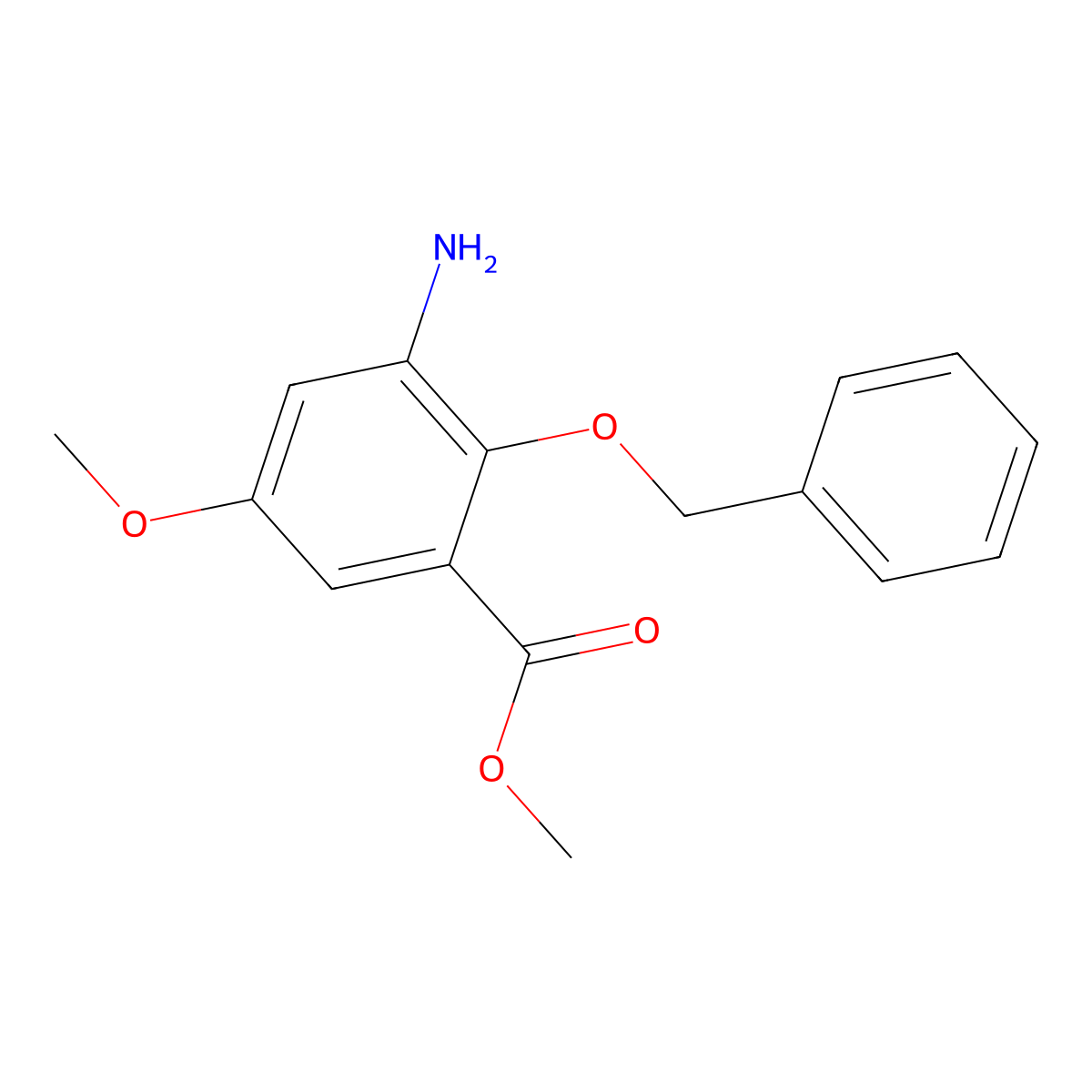 Methyl 3-amino-5-methoxy-2-phenylmethoxybenzoate molecular structure, CAS 1221824-88-9