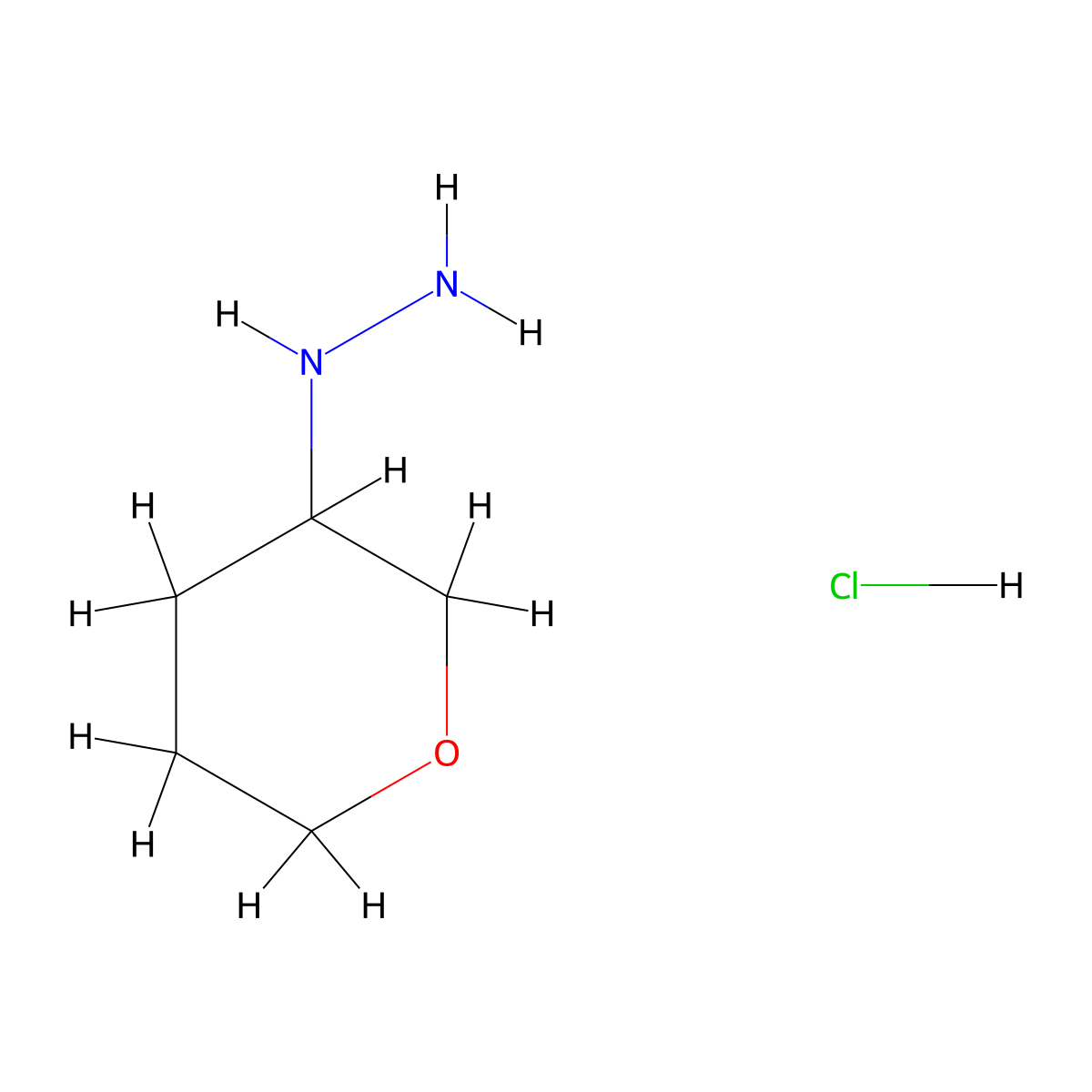 (Tetrahydro-2H-pyran-3-yl)hydrazine hydrochloride molecular structure, CAS 1221885-56-8