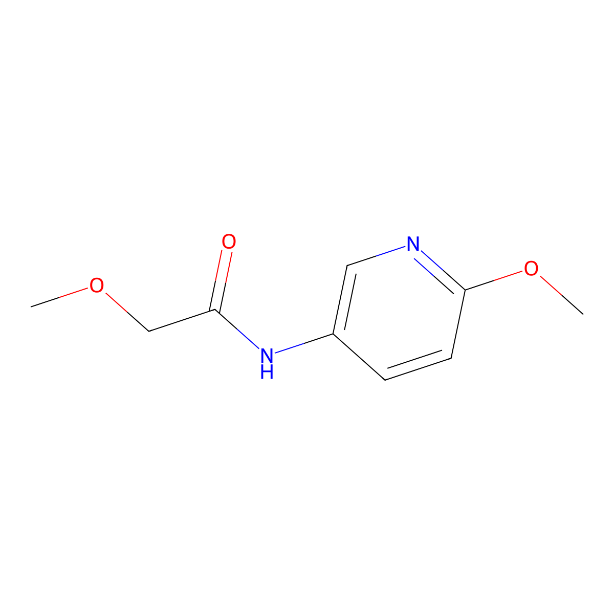 2-methoxy-N-(6-methoxypyridin-3-yl)acetamide molecular structure, CAS 1221899-05-3