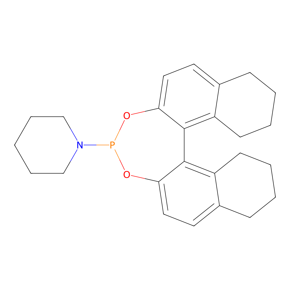 1-((11bR)-8,9,10,11,12,13,14,15-Octahydrodinaphtho[2,1-d:1',2'-f][1,3,2]dioxaphosphepin-4-yl)piperidine molecular structure, CAS 1221902-03-9