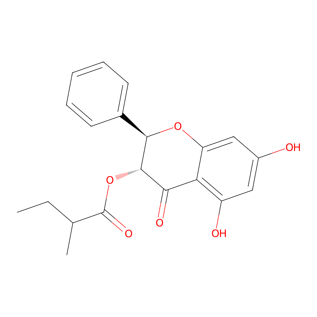 Pinobanksin 3-(2-methyl)butyrate molecular structure, CAS 1221923-43-8