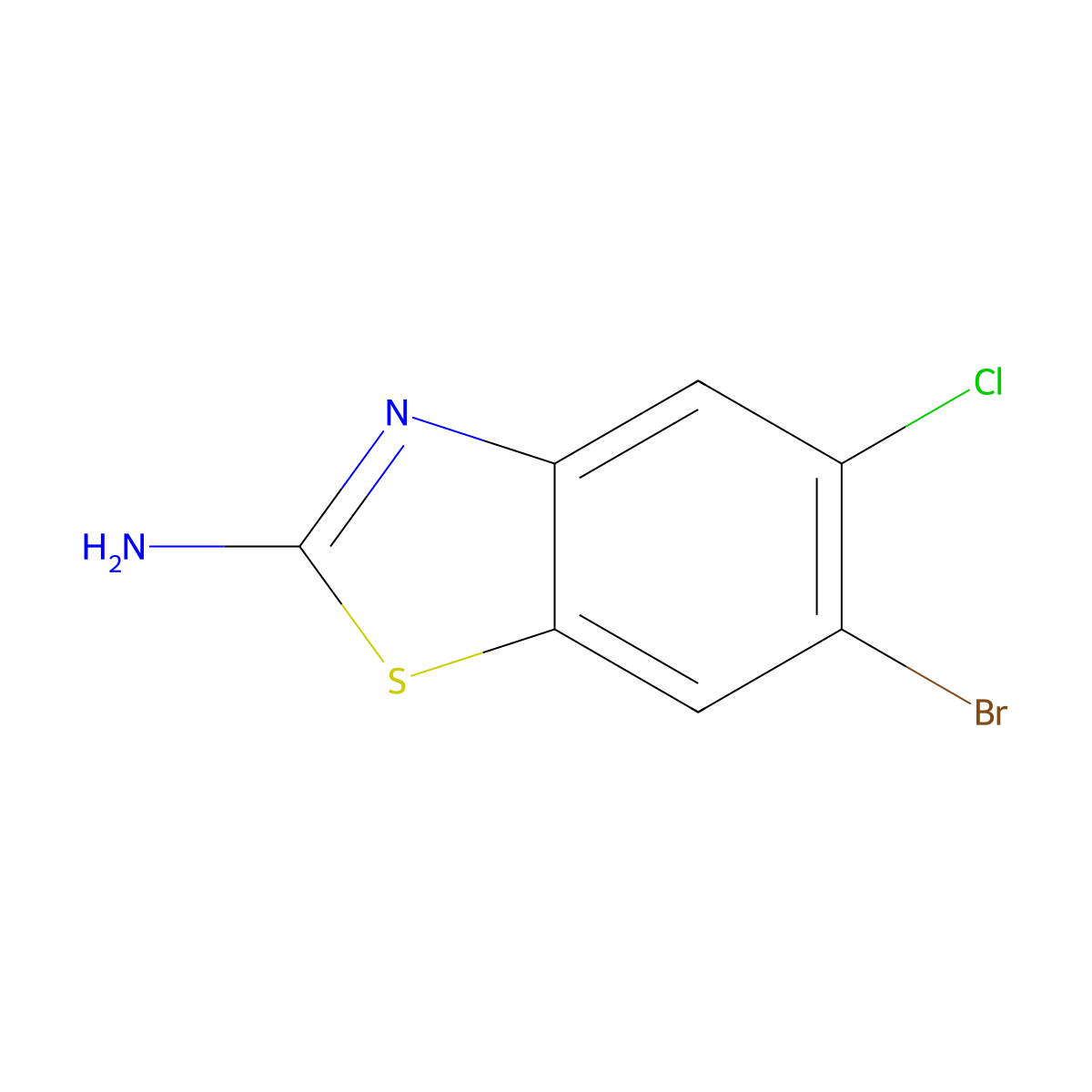6-Bromo-5-chloro-1,3-benzothiazol-2-amine molecular structure, CAS 1221932-35-9