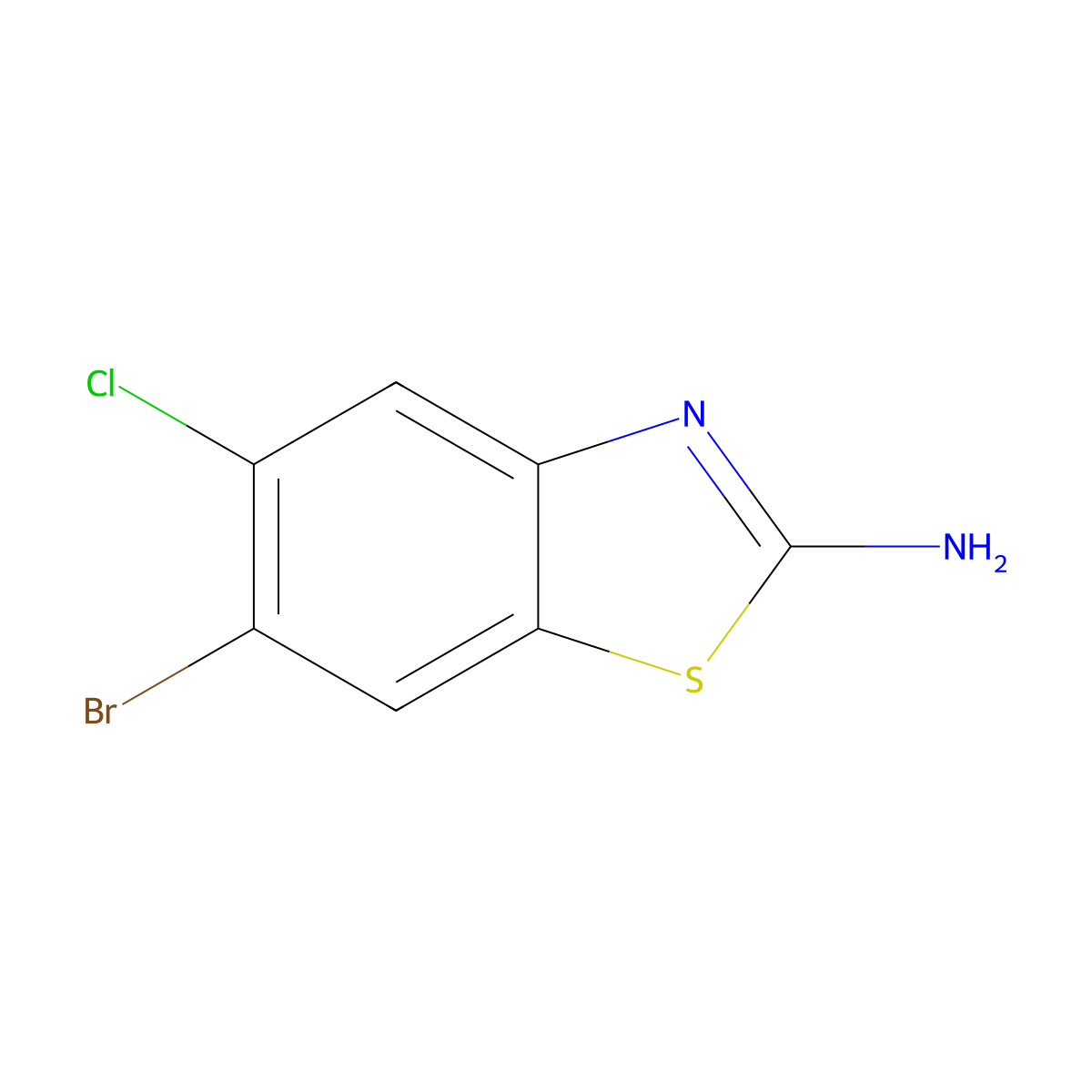 6-Bromo-5-chloro-1,3-benzothiazol-2-amine molecular structure, CAS 1221932-35-9
