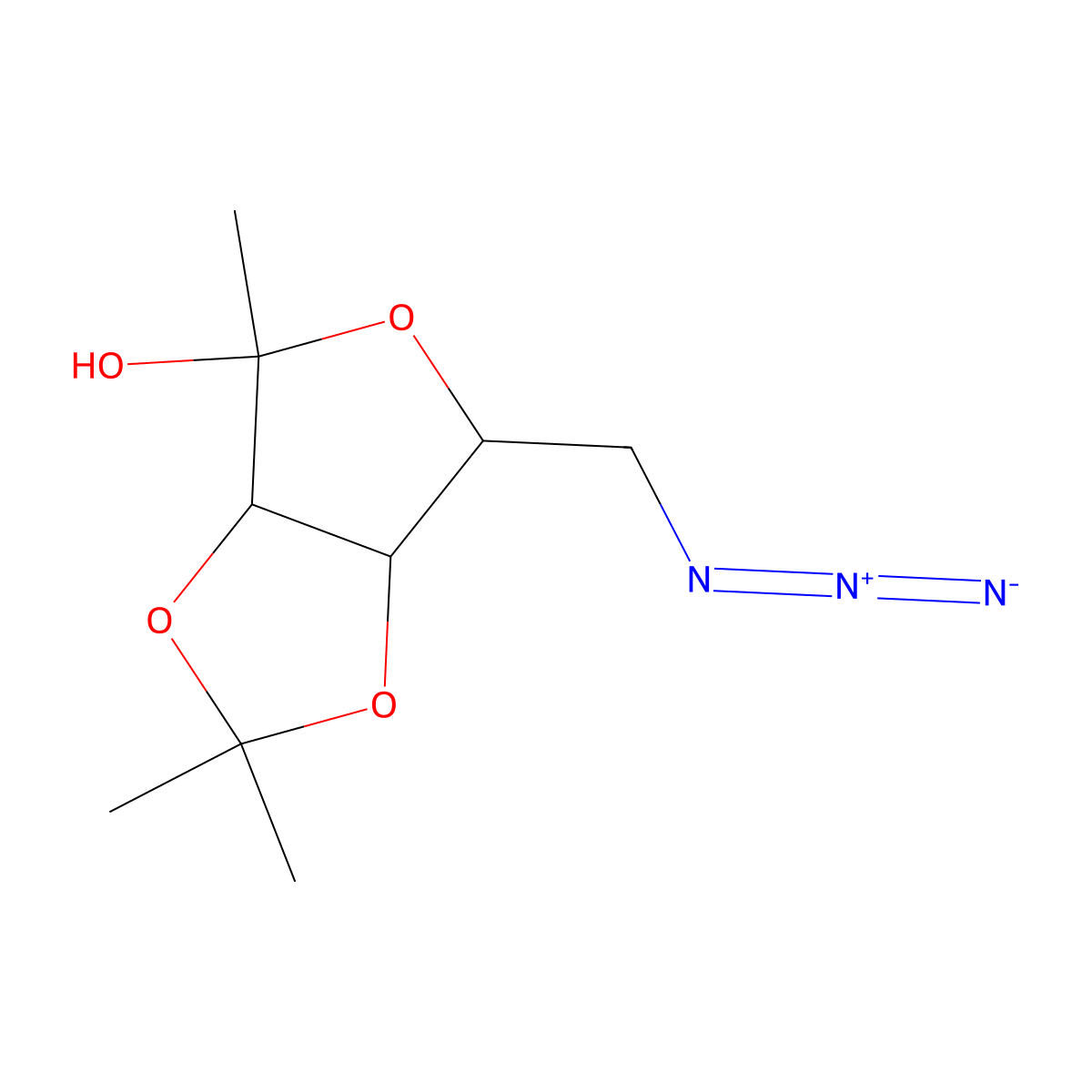 6-Azido-1,6-dideoxy-3,4-O-isopropylidene-D-lyxo-2-hexulofuranose molecular structure, CAS 122194-05-2