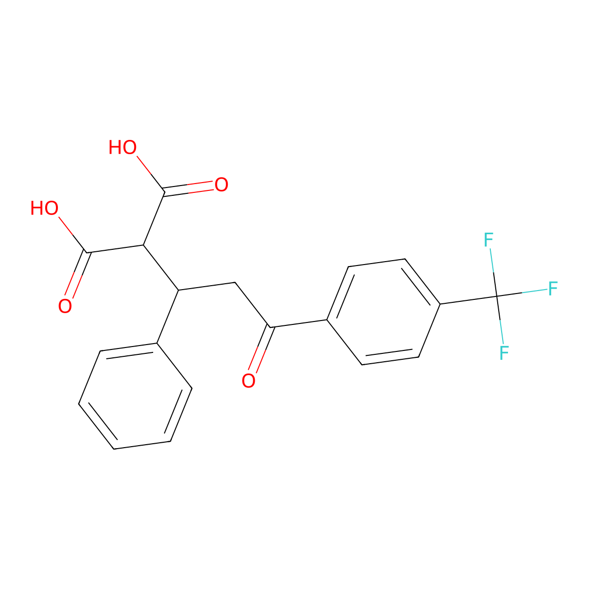 2-(3-Oxo-1-phenyl-3-(4-(trifluoromethyl)phenyl)propyl)malonic acid molecular structure, CAS 1221962-86-2