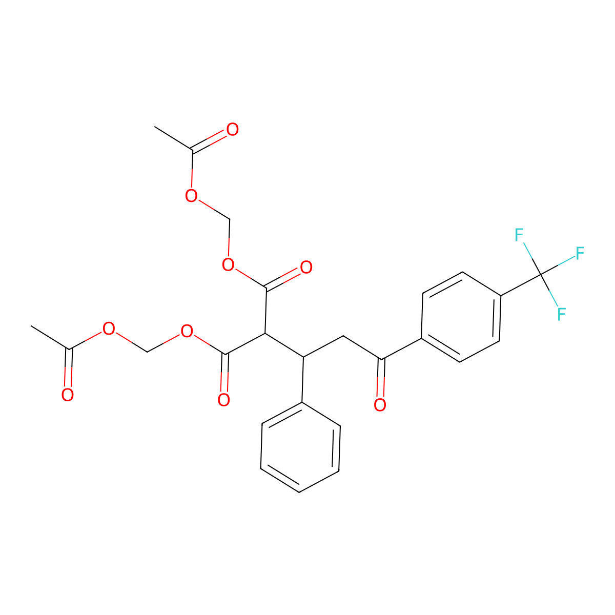 Bis(acetyloxymethyl) 2-[3-oxo-1-phenyl-3-[4-(trifluoromethyl)phenyl]propyl]propanedioate molecular structure, CAS 1221964-37-9