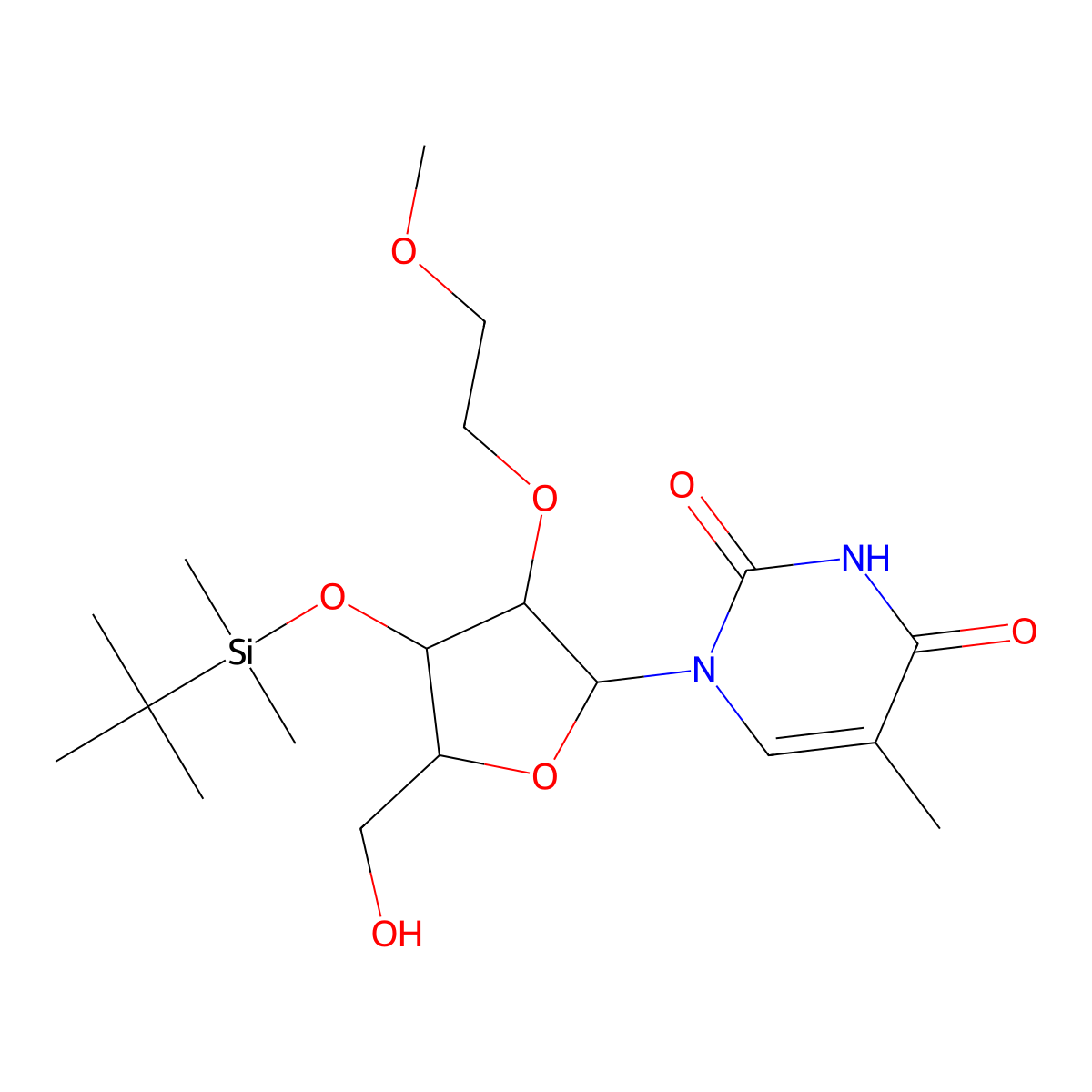 3'-O-(t-Butyldimethylsilyl)-2'-O-(2-methoxyethyl)-5-methyluridine molecular structure, CAS 1221967-92-5