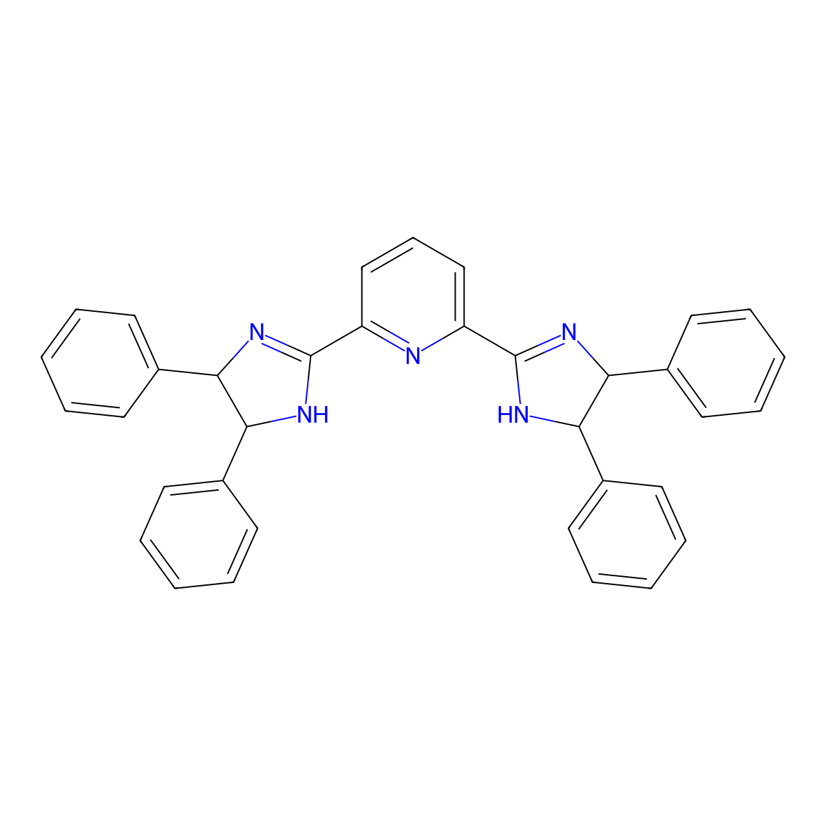 2,6-Bis[(4S,5S)-4,5-dihydro-4,5-diphenyl-1H-imidazol-2-yl]pyridine molecular structure, CAS 1221973-02-9