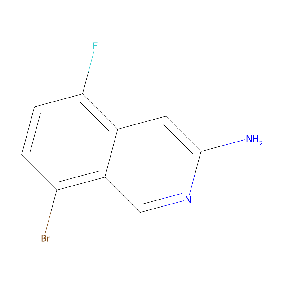 8-Bromo-5-fluoroisoquinolin-3-amine molecular structure, CAS 1221974-48-6
