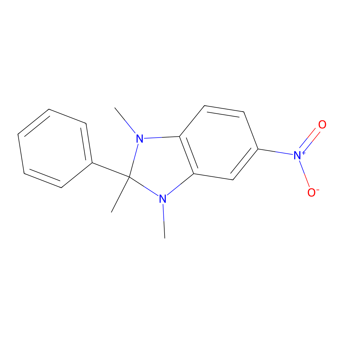 1,2,3-Trimethyl-5-nitro-2-phenylbenzimidazole molecular structure, CAS 122199-81-9