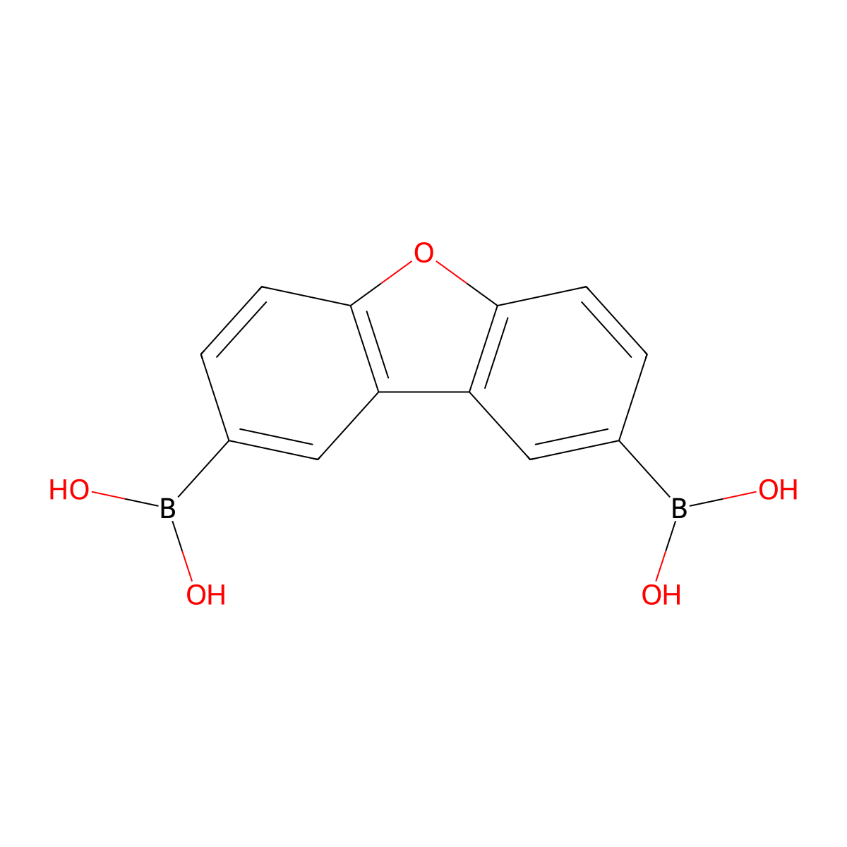 Dibenzo[b,d]furan-2,8-diyldiboronic acid molecular structure, CAS 1222008-13-0